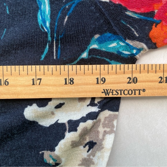 GARNETT HILL Printed Merino Wool Cardigan Floral Poppy Print Size XL - Picture 5 of 9